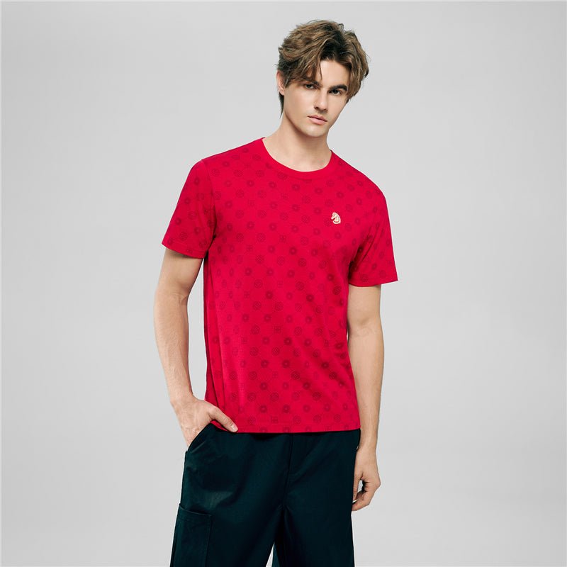 Men's Slim Cotton Crew Neck Printed Tee For Cny S - Shop Giordano