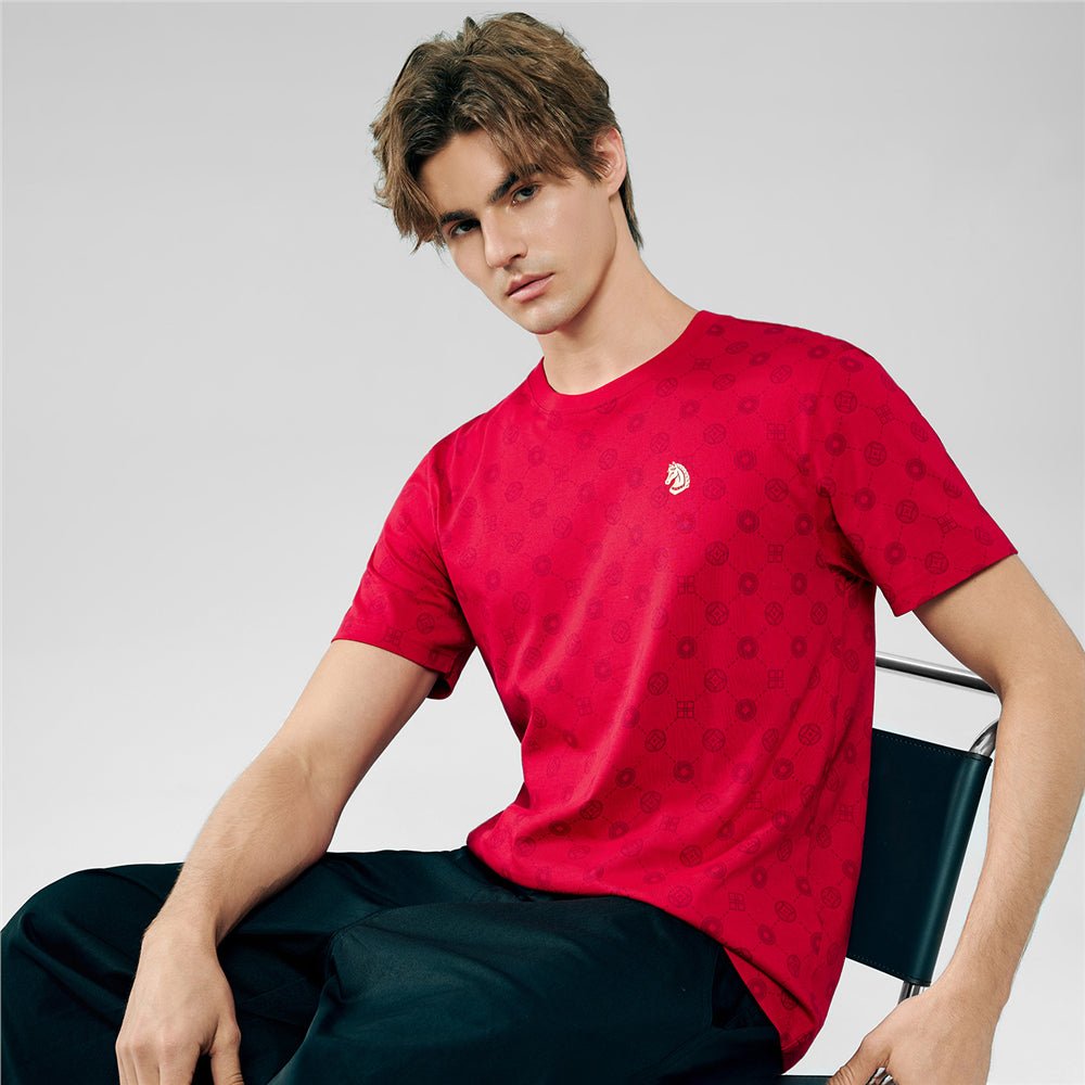 Men's Slim Cotton Crew Neck Printed Tee For Cny S - Shop Giordano