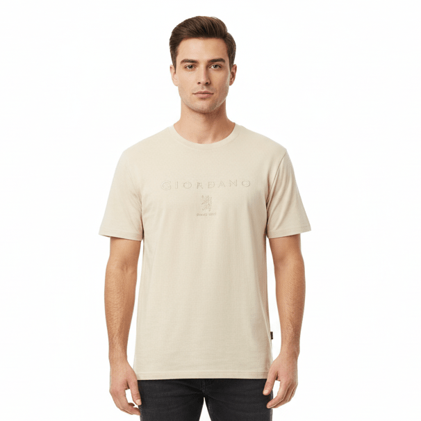Men’S Slim Cotton Crew Neck Signature Print Tee S - Shop Giordano
