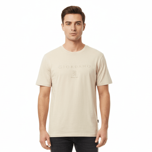 Men’S Slim Cotton Crew Neck Signature Print Tee S - Shop Giordano