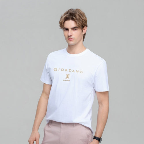 Men’S Slim Cotton Crew Neck Signature Print Tee - Shop Giordano