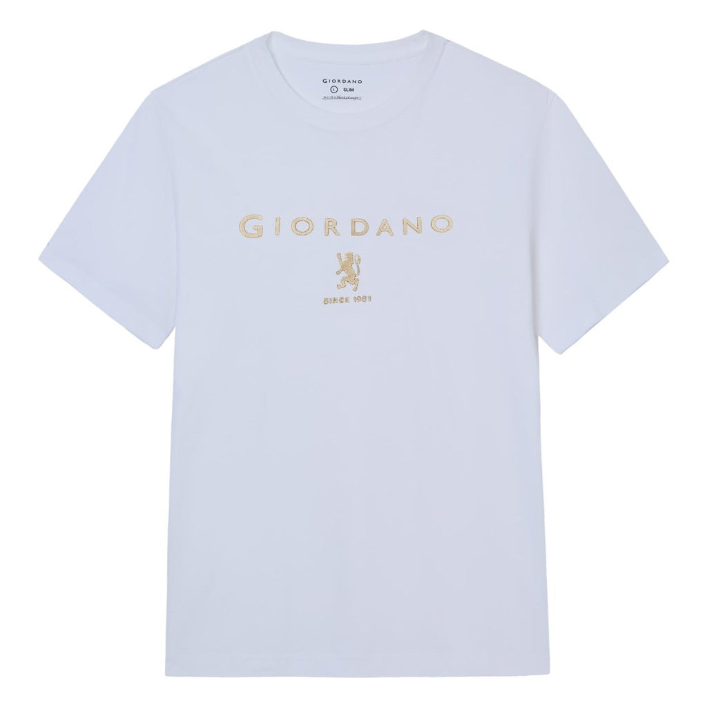 Men’S Slim Cotton Crew Neck Signature Print Tee - Shop Giordano