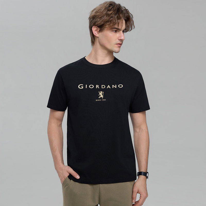 Men’S Slim Cotton Crew Neck Signature Print Tee S - Shop Giordano