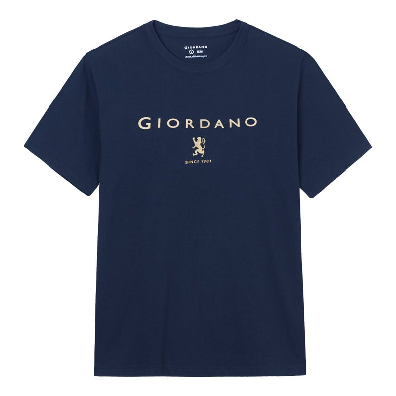 Men’S Slim Cotton Crew Neck Signature Print Tee S - Shop Giordano