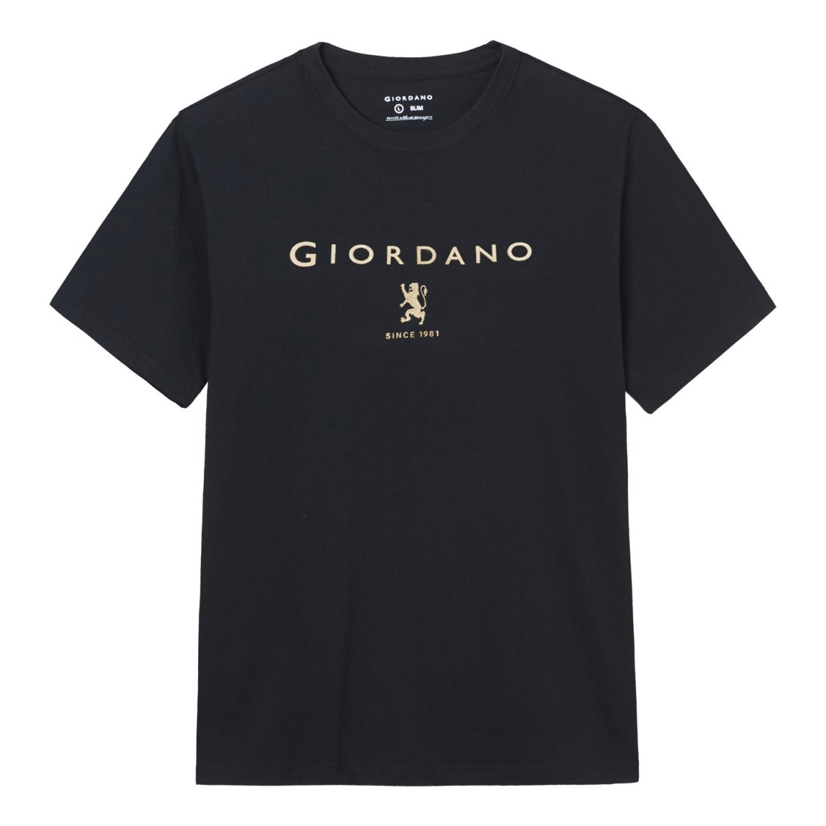 Men’S Slim Cotton Crew Neck Signature Print Tee S - Shop Giordano