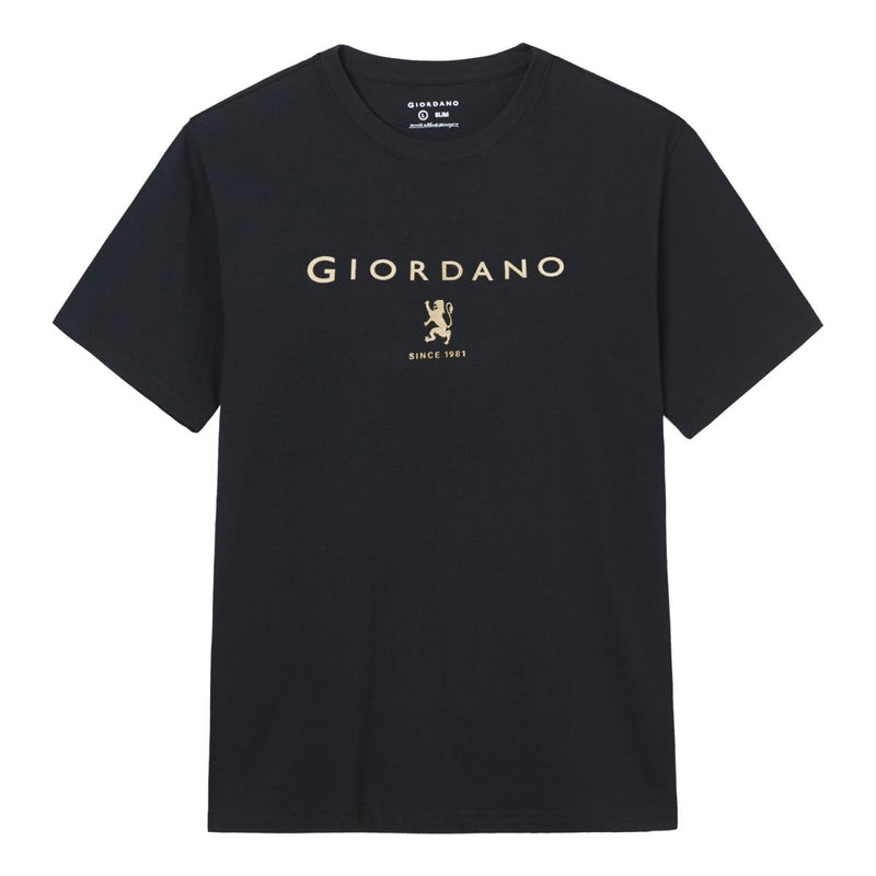 Men’S Slim Cotton Crew Neck Signature Print Tee S - Shop Giordano