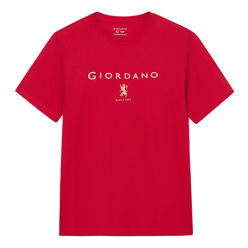 Men’S Slim Cotton Crew Neck Signature Print Tee S - Shop Giordano