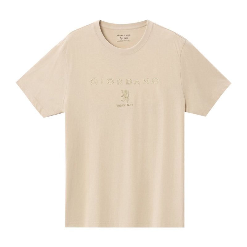 Men’S Slim Cotton Crew Neck Signature Print Tee S - Shop Giordano
