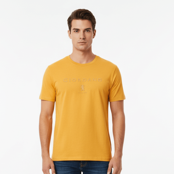 Men’S Slim Cotton Crew Neck Signature Print Tee S - Shop Giordano
