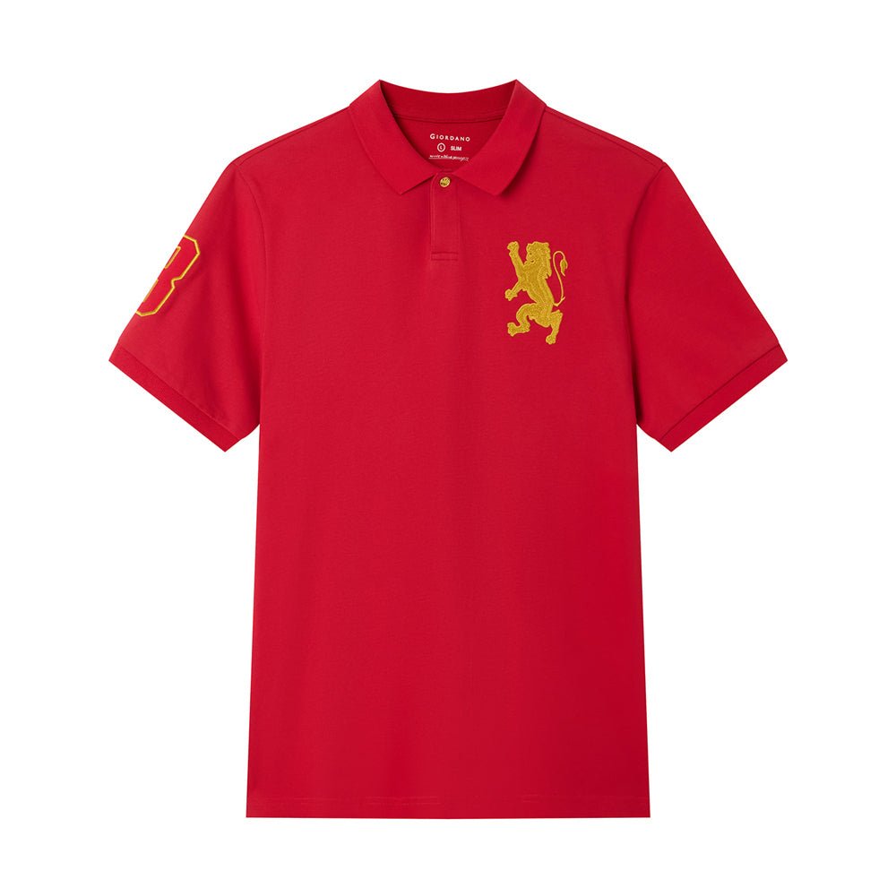 Giordano Men's Slim Fit 3D Lion Cny Lycra Pique Polo - first_variant_option_2 Premium Polo for Giordano