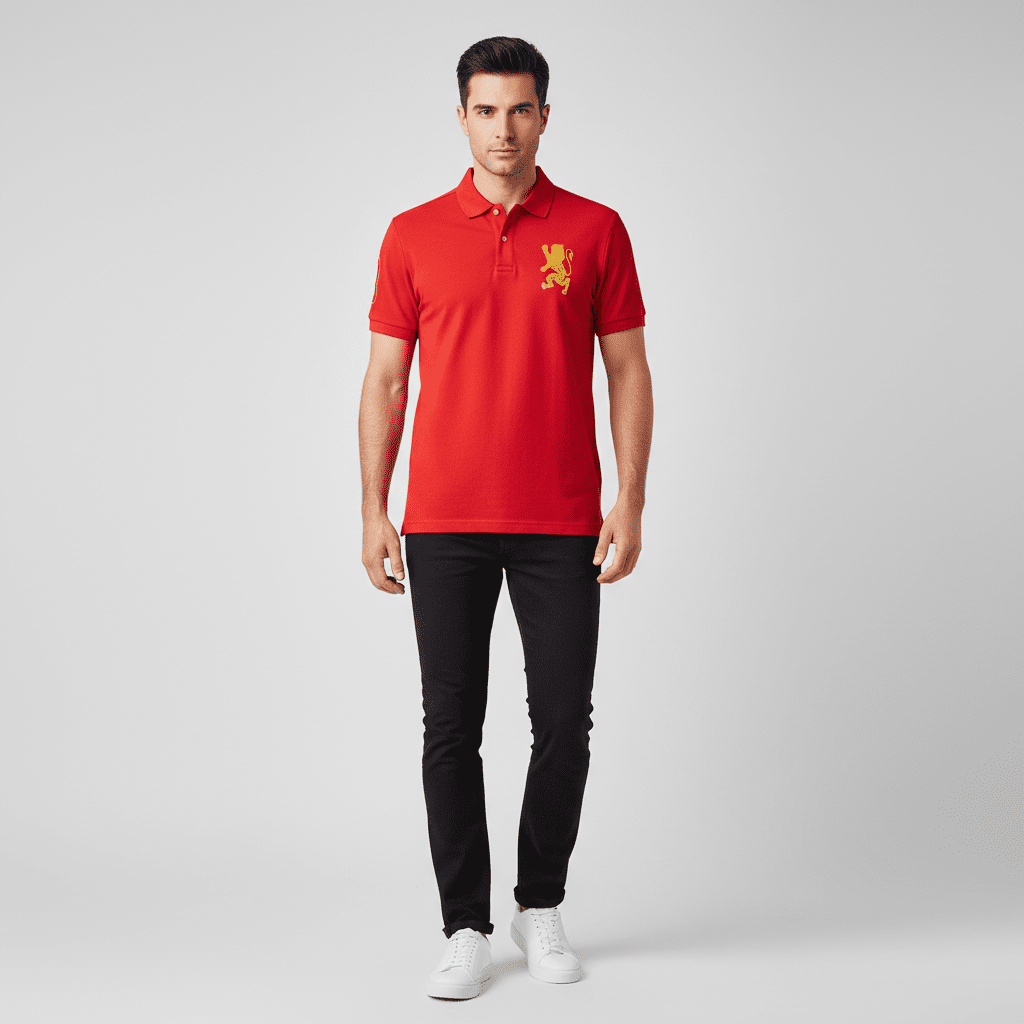 Giordano Men's Slim Fit 3D Lion Cny Lycra Pique Polo - first_variant_option_2 Premium Polo for Giordano