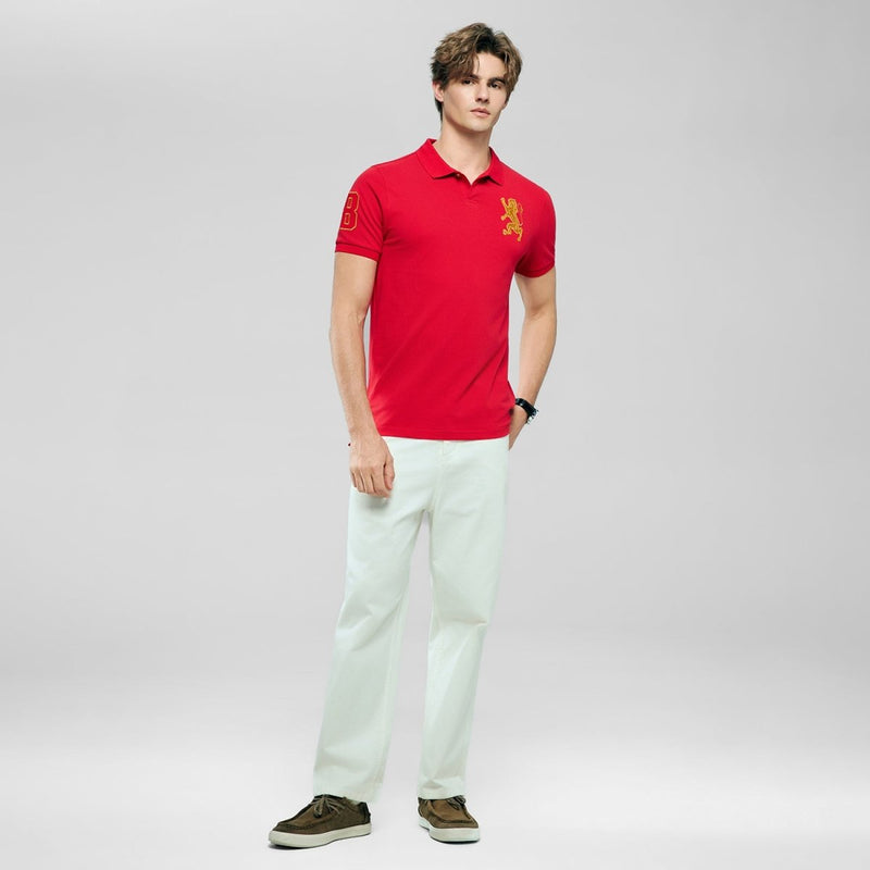 Giordano Men's Slim Fit 3D Lion Cny Lycra Pique Polo - first_variant_option_2 Premium Polo for Giordano