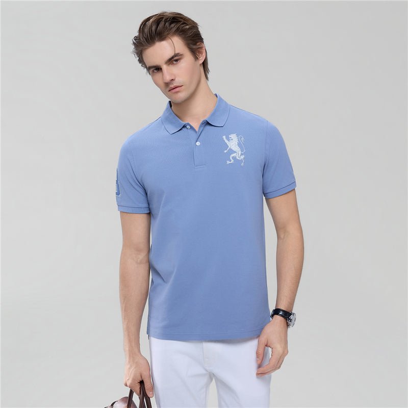 Men’S Slim Fit 3D Lion Embroidery Lycra Pique Polo S - Shop Giordano