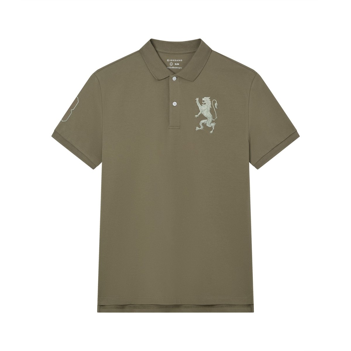 Giordano Men's Slim Fit 3D Lion Embroidery Lycra Pique Polo - first_variant_option_2 Premium Polo for Giordano