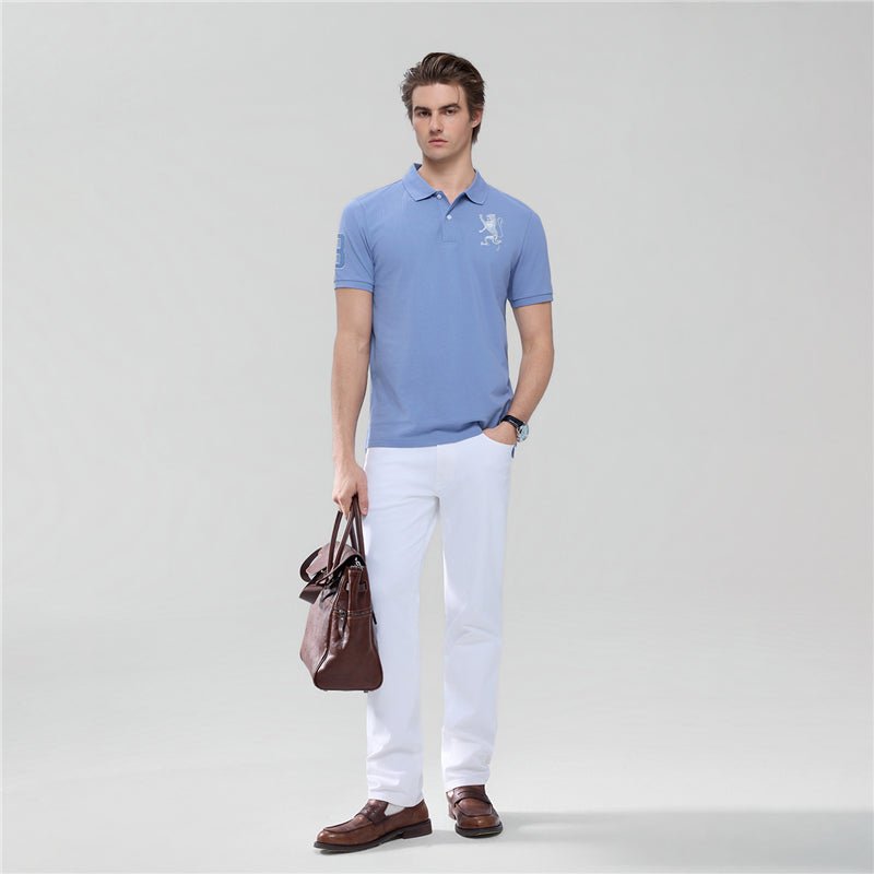 Men’S Slim Fit 3D Lion Embroidery Lycra Pique Polo S - Shop Giordano