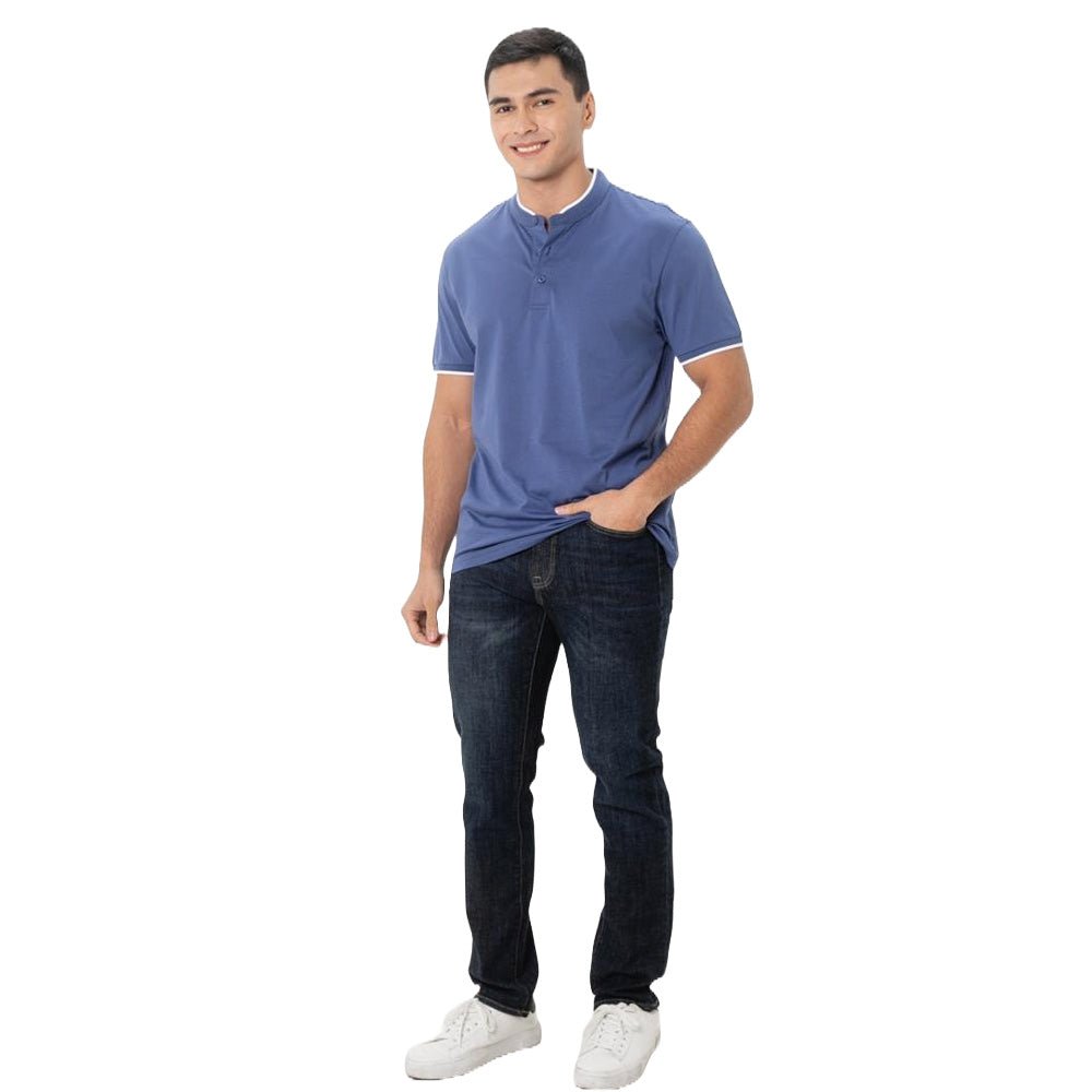 Giordano Men's Slim Fit Cotton Henley Tee - Premium Tee
