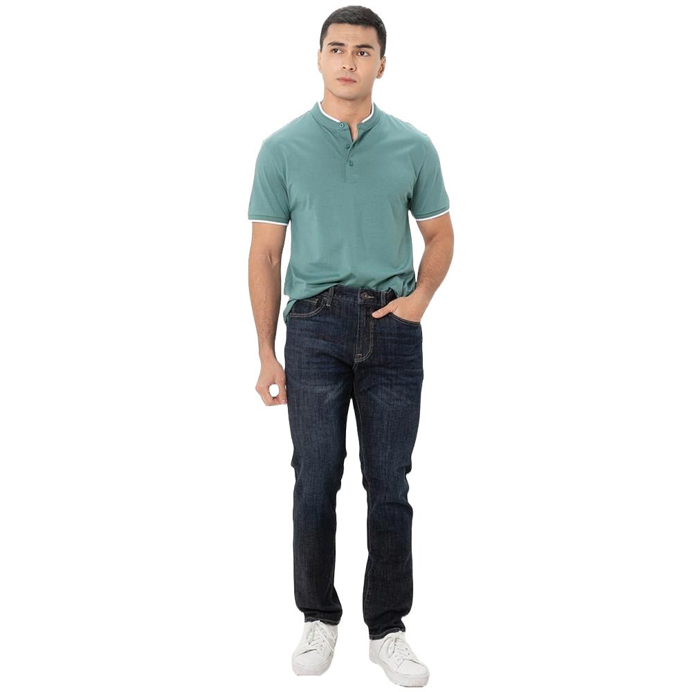 Giordano Men's Slim Fit Cotton Henley Tee - Premium Tee