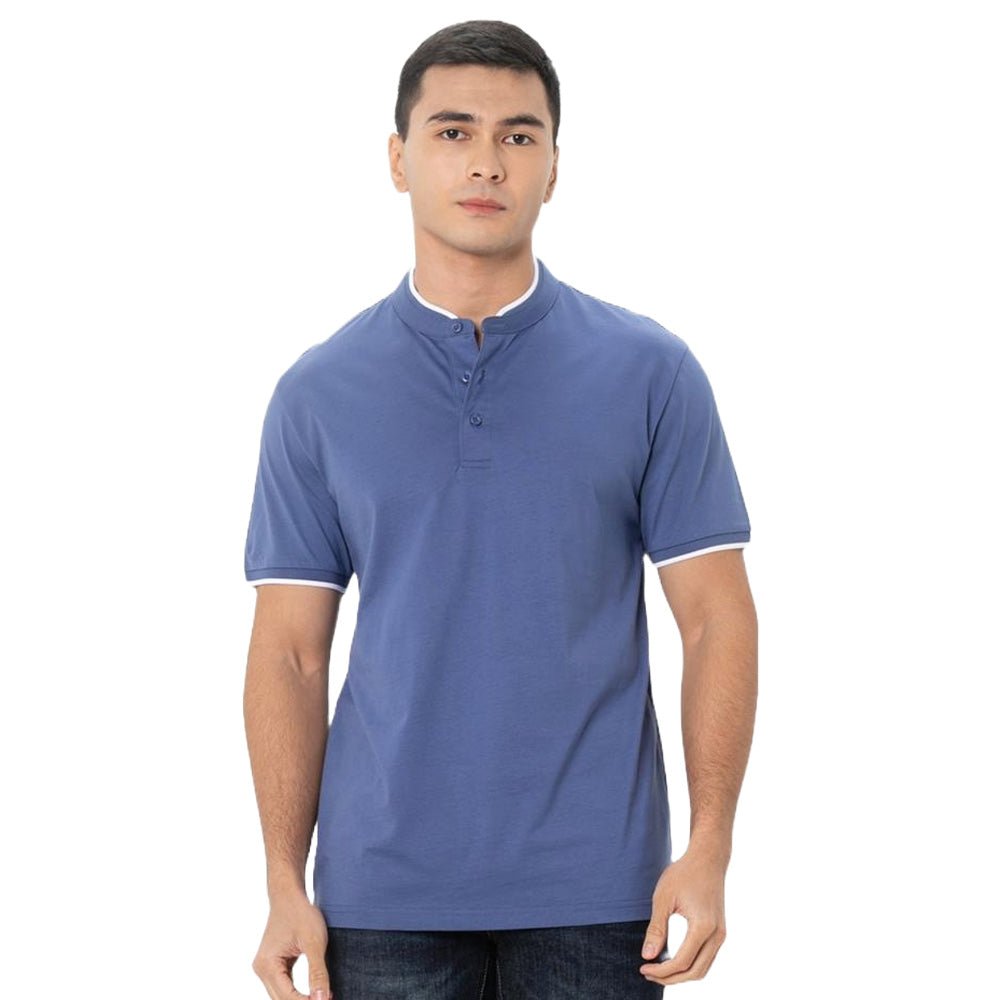 Giordano Men's Slim Fit Cotton Henley Tee - Premium Tee
