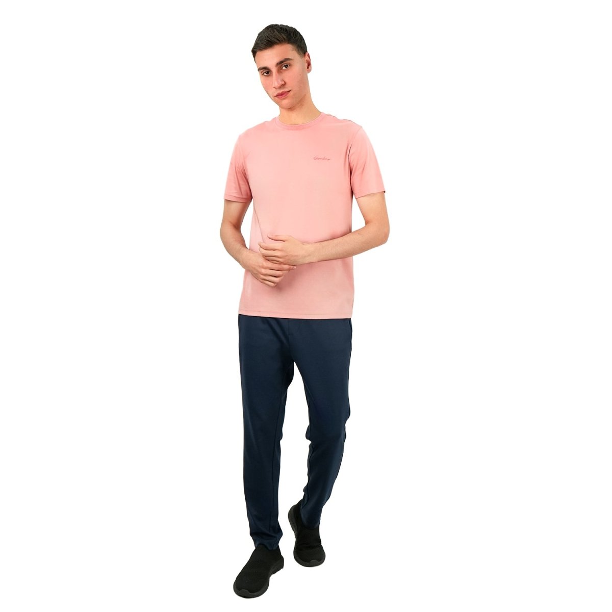 Giordano Men's Slim Fit Cotton Interlock Tee | Embroidered Tee - Premium Tee
