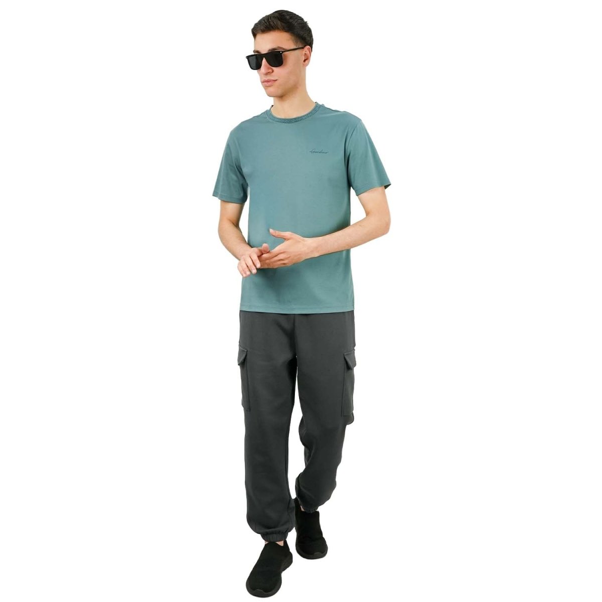 Men's Slim Fit Cotton Interlock Tee | Embroidered Tee S - Shop Giordano