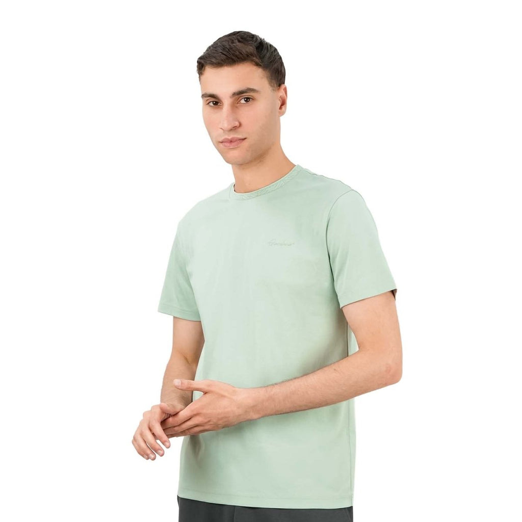 Giordano Men's Slim Fit Cotton Interlock Tee | Embroidered Tee - Premium Tee