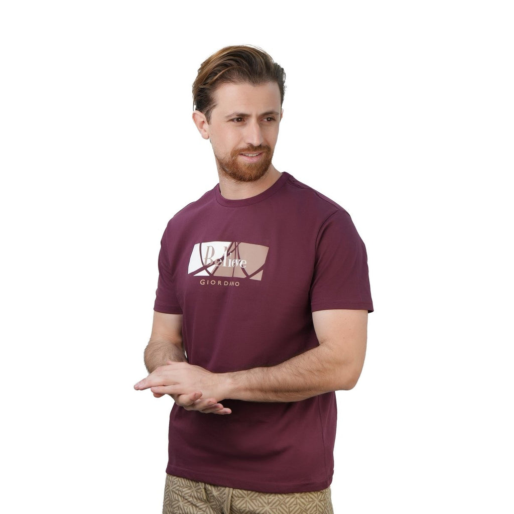 Men's Slim Fit Cotton Jersey Message Print Tee S - Shop Giordano