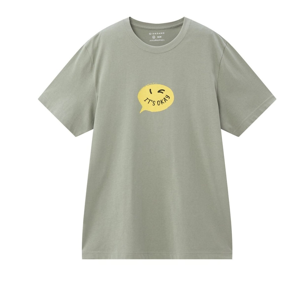 Men's Slim Fit Cotton Jersey Message Print Tee S - Shop Giordano