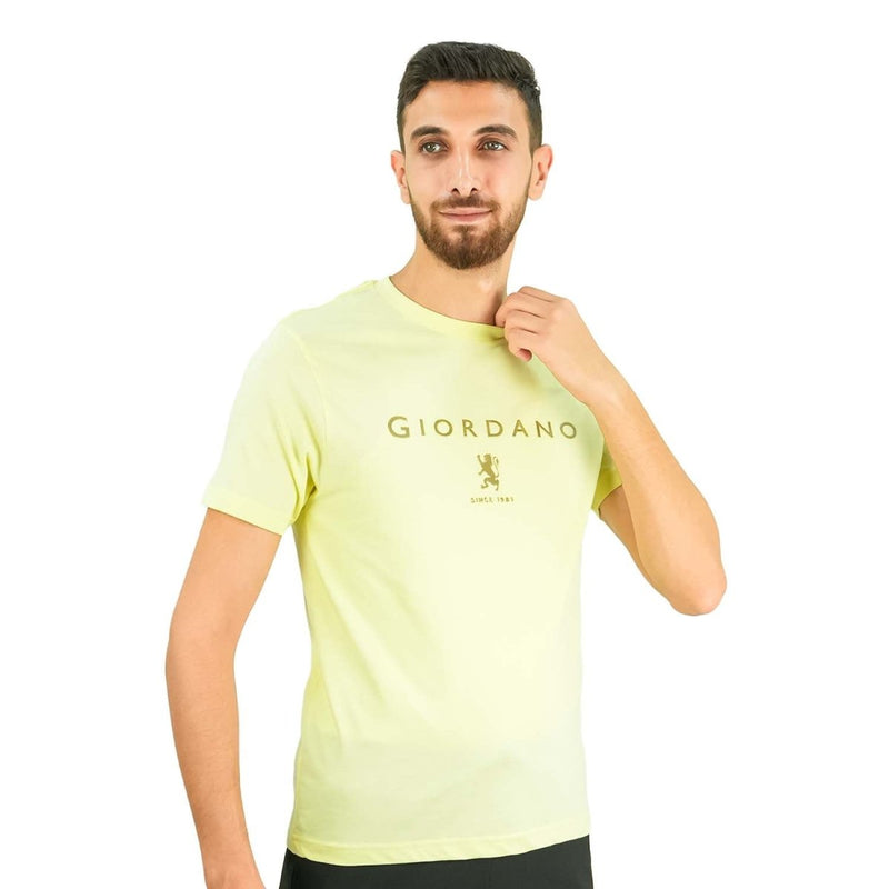 Men's Slim Fit Cotton Jersey Signature Print Tee S - Shop Giordano
