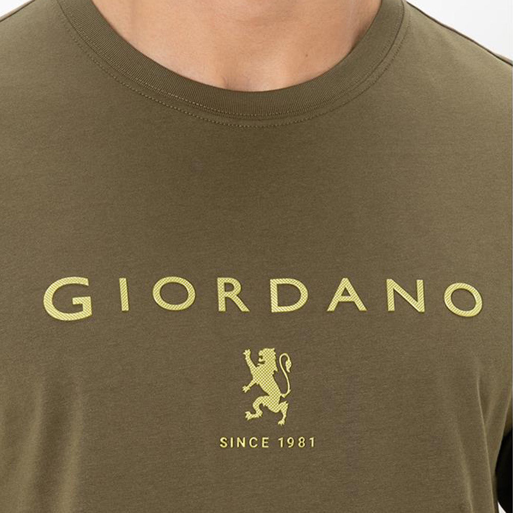 Giordano Men's Slim Fit Cotton Jersey Signature Print Tee - Premium Print Tee
