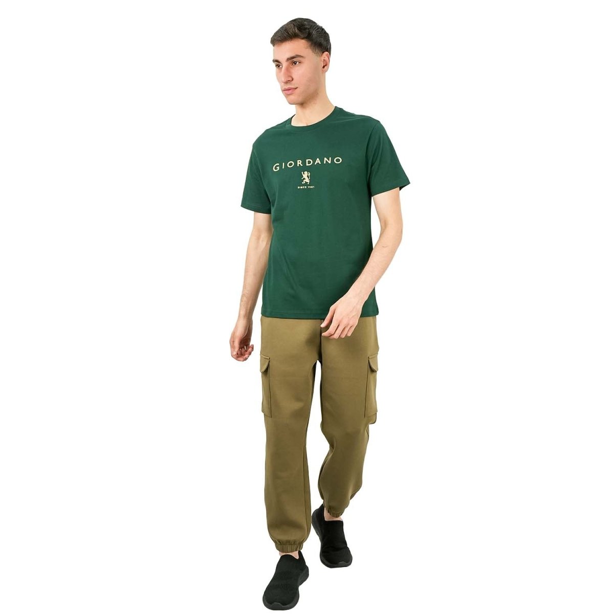 Giordano Men's Slim Fit Cotton Jersey Signature Print Tee - Premium Print Tee