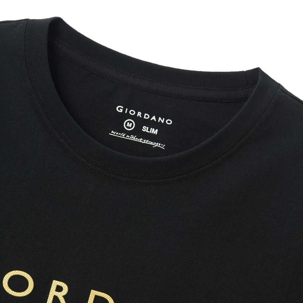 Giordano Men's Slim Fit Cotton Jersey Signature Print Tee - Premium Print Tee