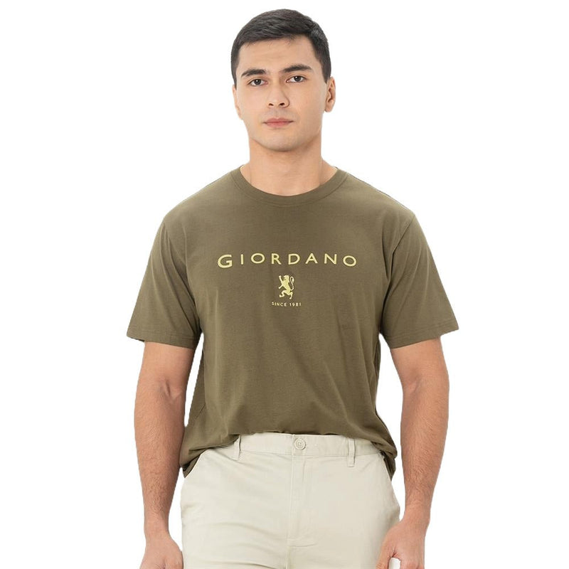 Giordano Men's Slim Fit Cotton Jersey Signature Print Tee - Premium Print Tee