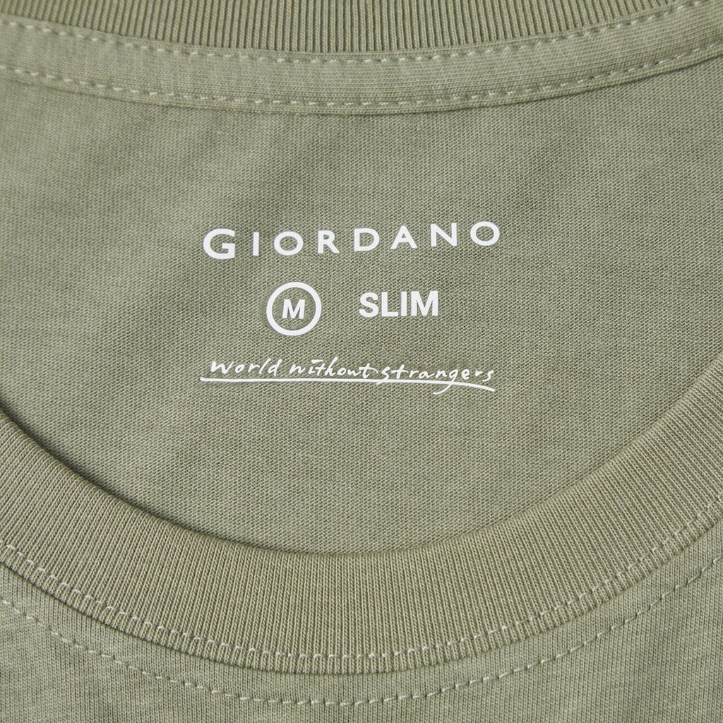 Men's Slim Fit Cotton Jersey Signature Print Tee S - Shop Giordano