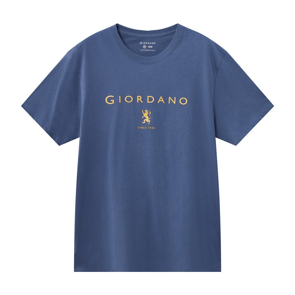 Men's Slim Fit Cotton Jersey Signature Print Tee - Giordano