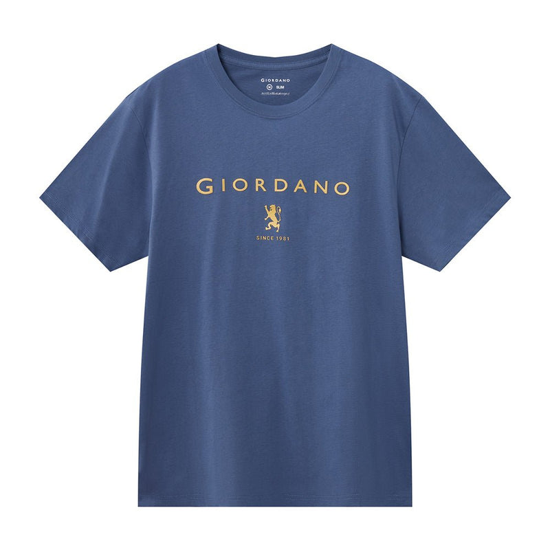 Men's Slim Fit Cotton Jersey Signature Print Tee S - Shop Giordano