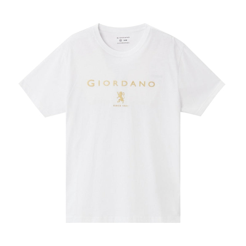Giordano Men's Slim Fit Cotton Jersey Signature Print Tee - Premium Print Tee