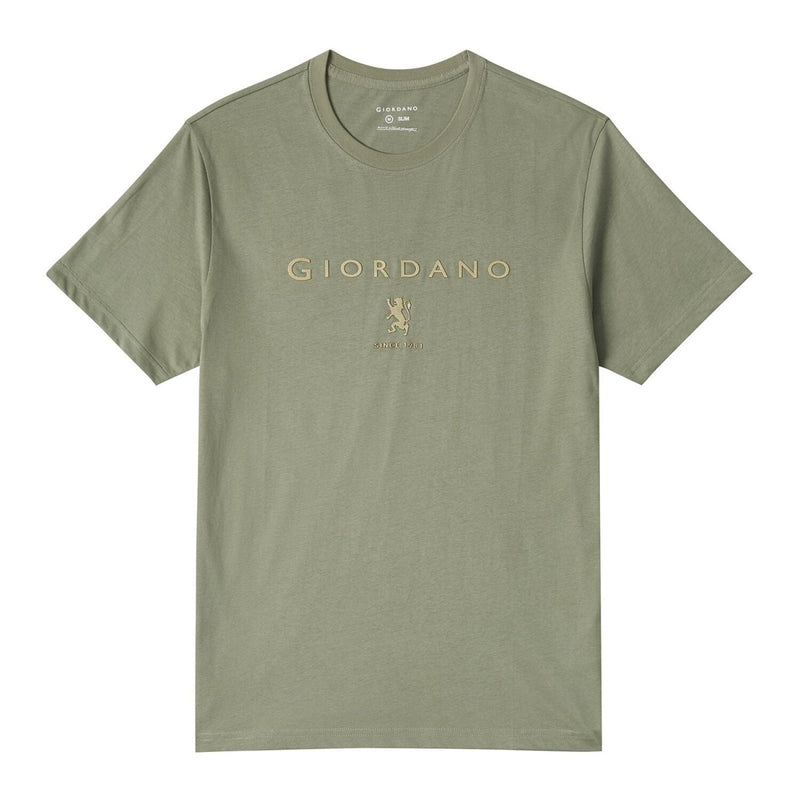Men's Slim Fit Cotton Jersey Signature Print Tee S - Shop Giordano