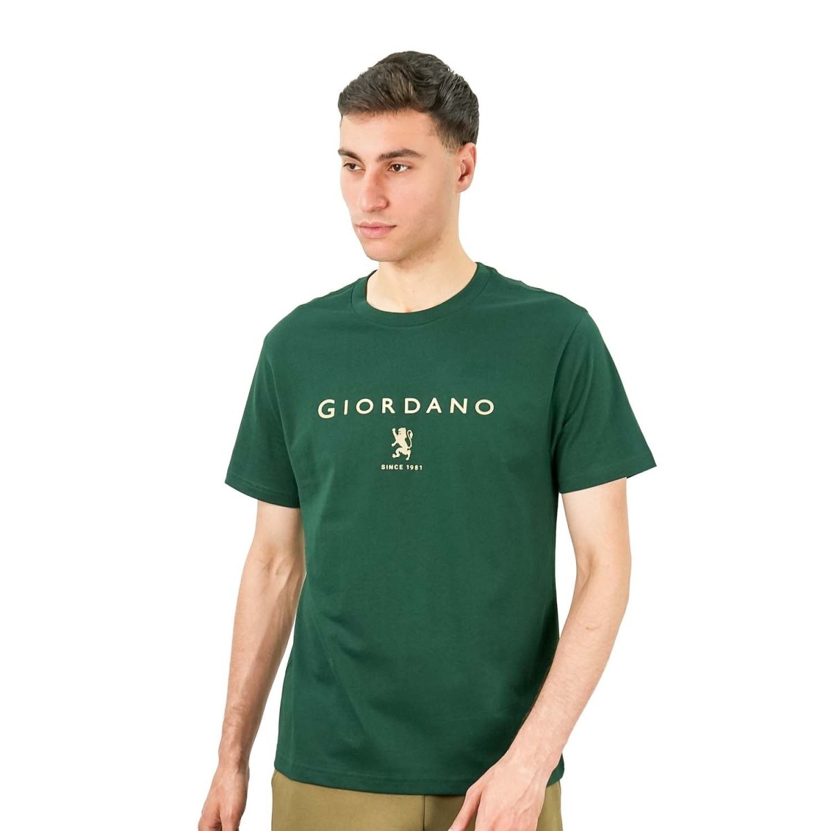 Giordano Men's Slim Fit Cotton Jersey Signature Print Tee - Premium Print Tee