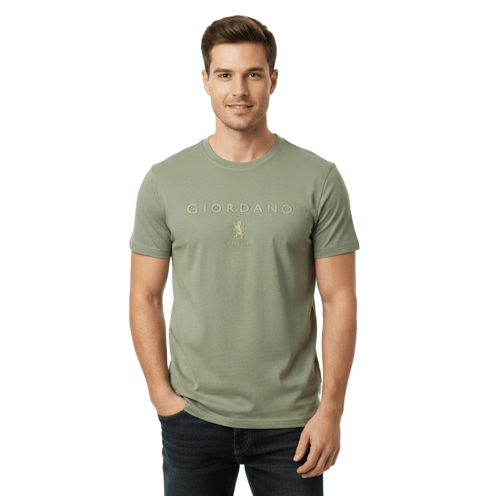 Men's Slim Fit Cotton Jersey Signature Print Tee S - Shop Giordano