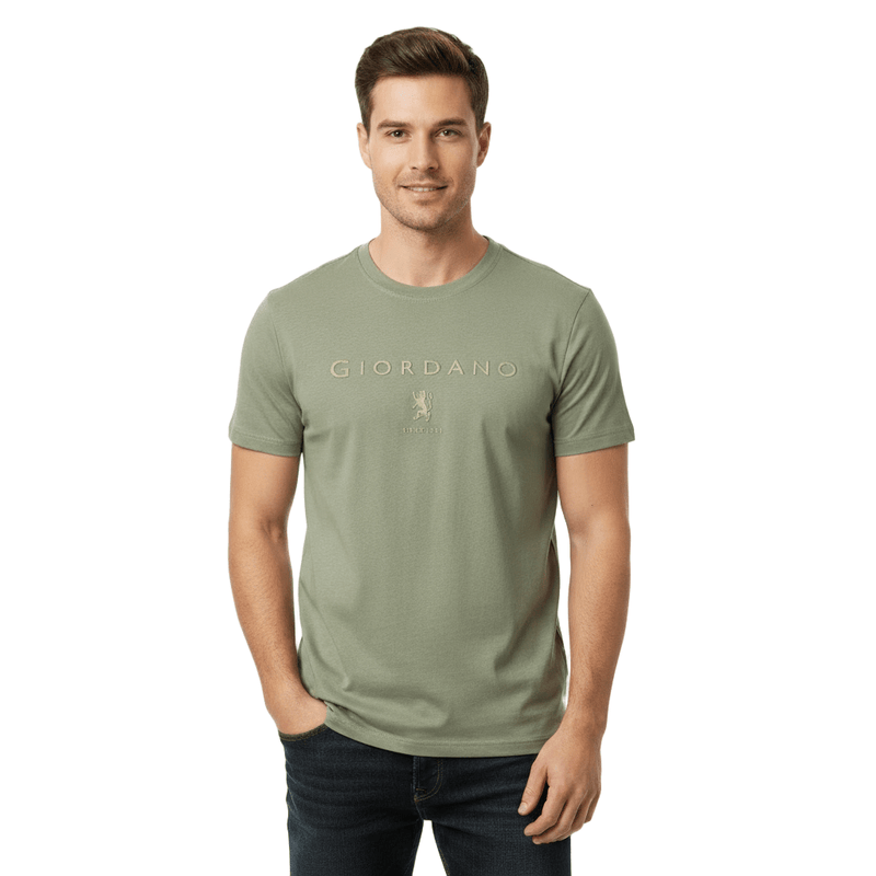 Men's Slim Fit Cotton Jersey Signature Print Tee S - Shop Giordano