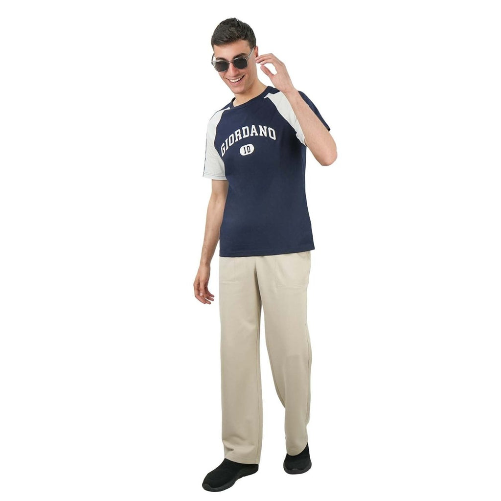 Giordano Men's Slim Fit Cotton Jersey Tee | Signature Print & Comfort - Premium Print Tee