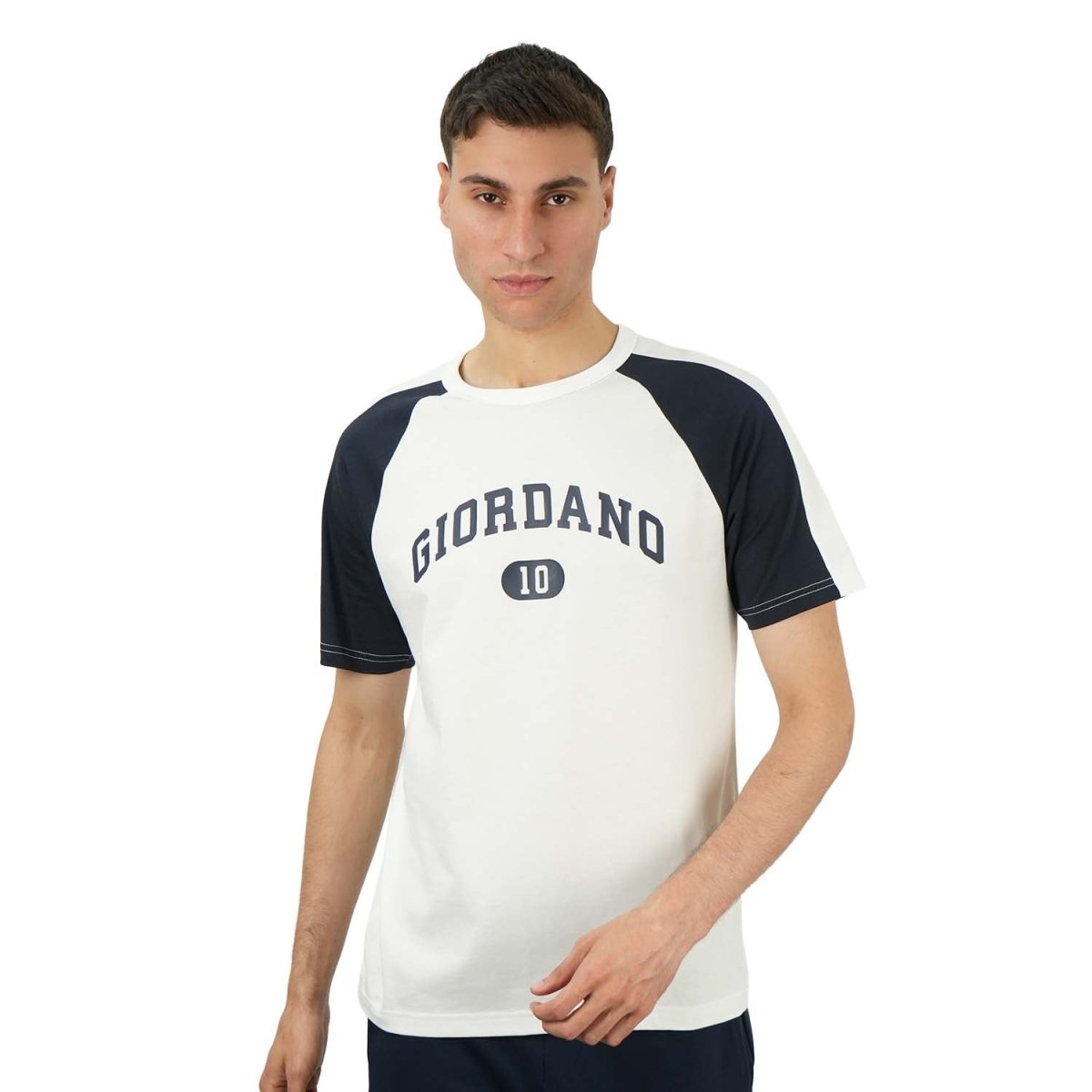 Giordano Men's Slim Fit Cotton Jersey Tee | Signature Print & Comfort - Premium Print Tee