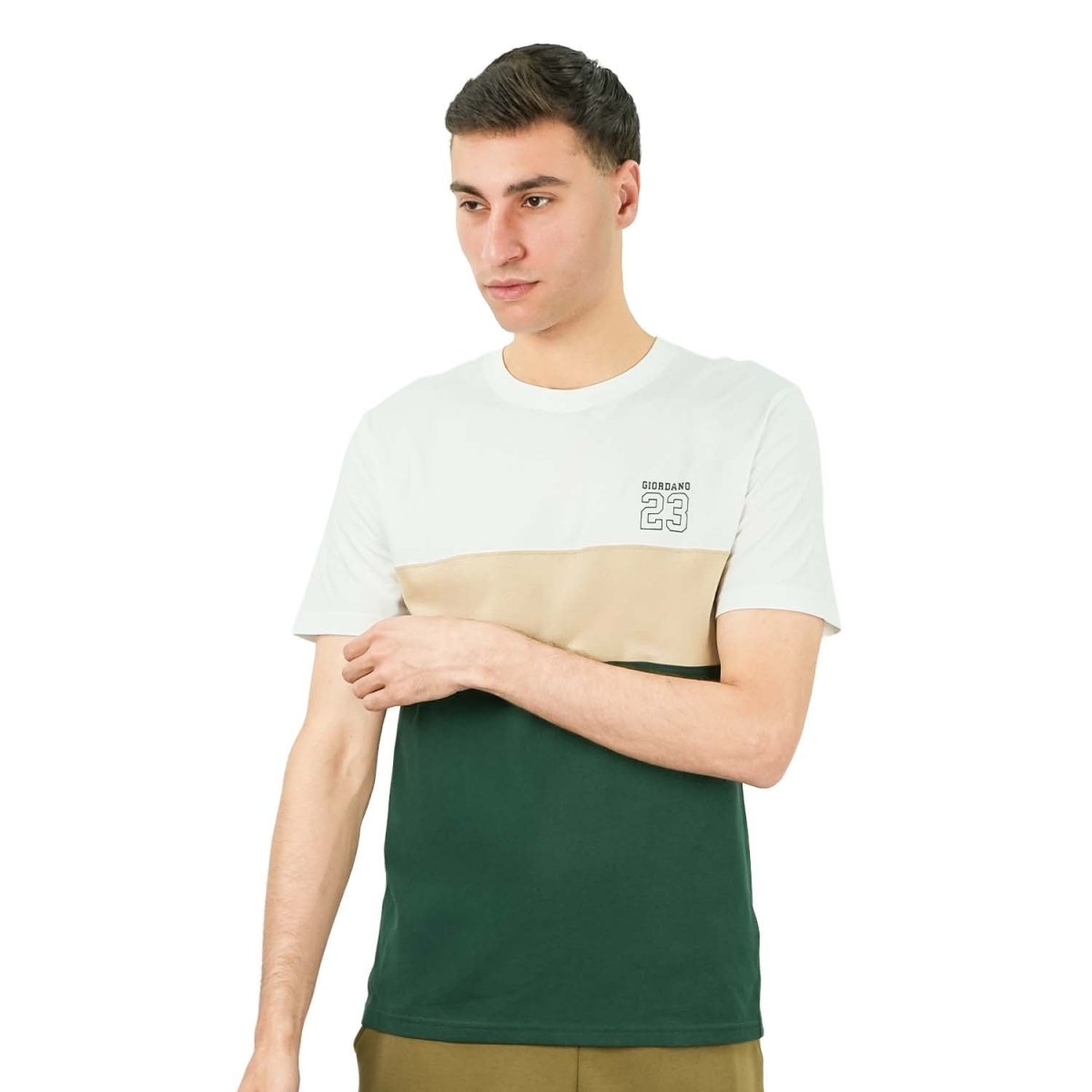 Giordano Men's Slim Fit Cotton Jersey Tee | Signature Print & Comfort - Premium Print Tee
