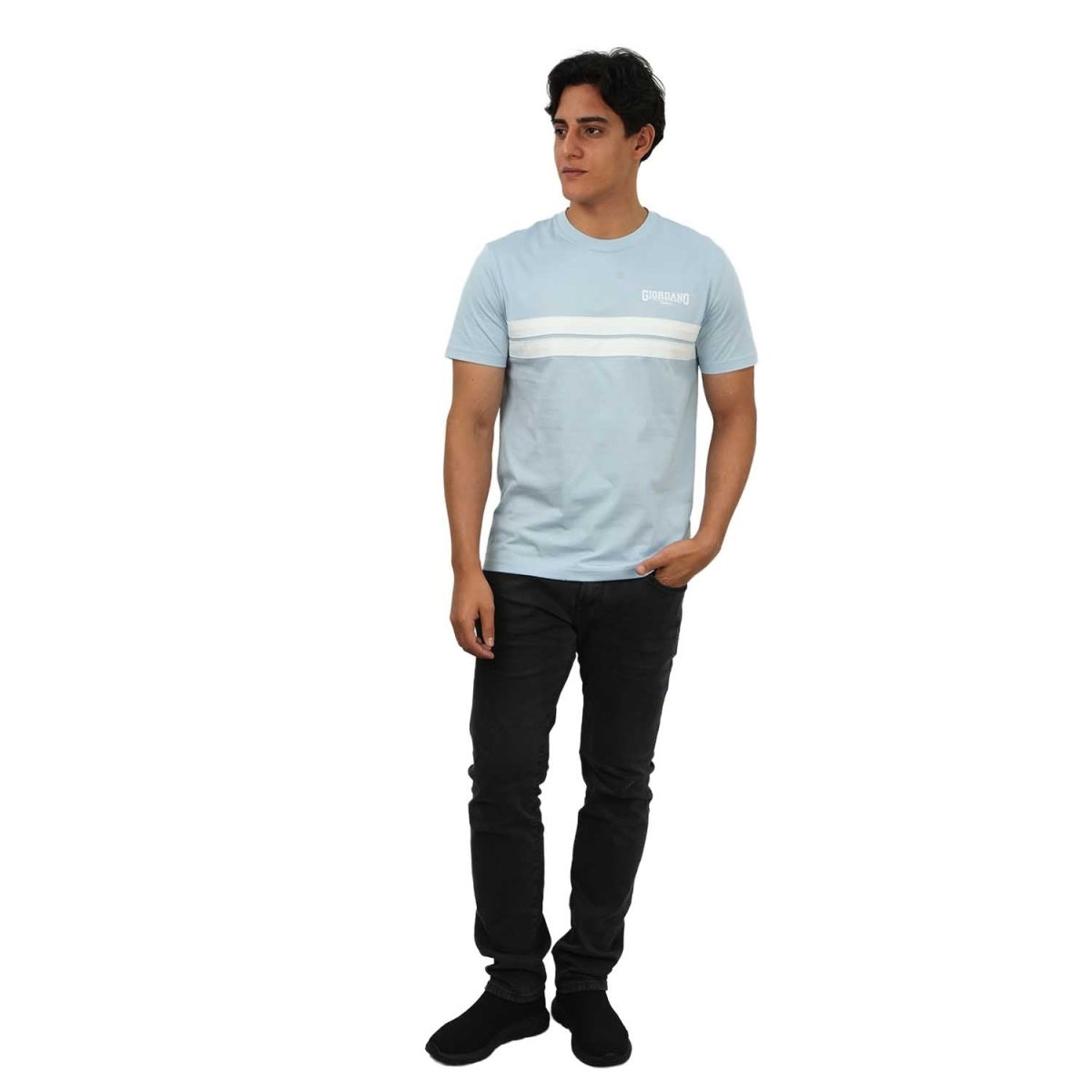Giordano Men's Slim Fit Cotton Jersey Tee | Signature Print & Comfort - Premium Print Tee