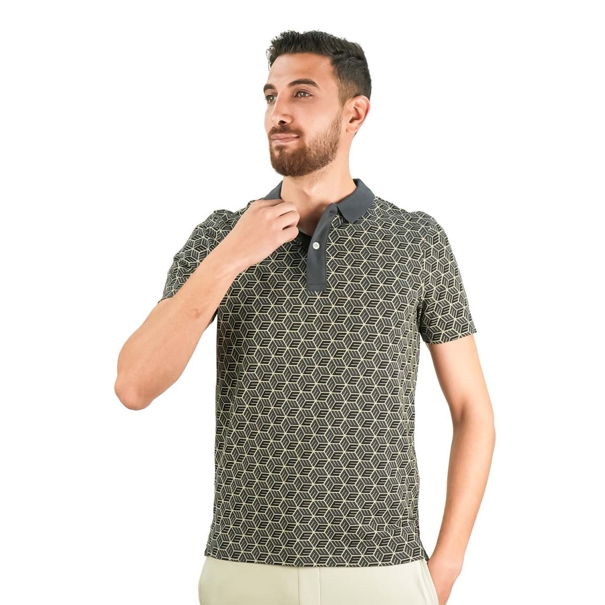 Giordano Men's Slim-Fit Cotton Lycra Bold Polo With Oval Print - Premium Polo