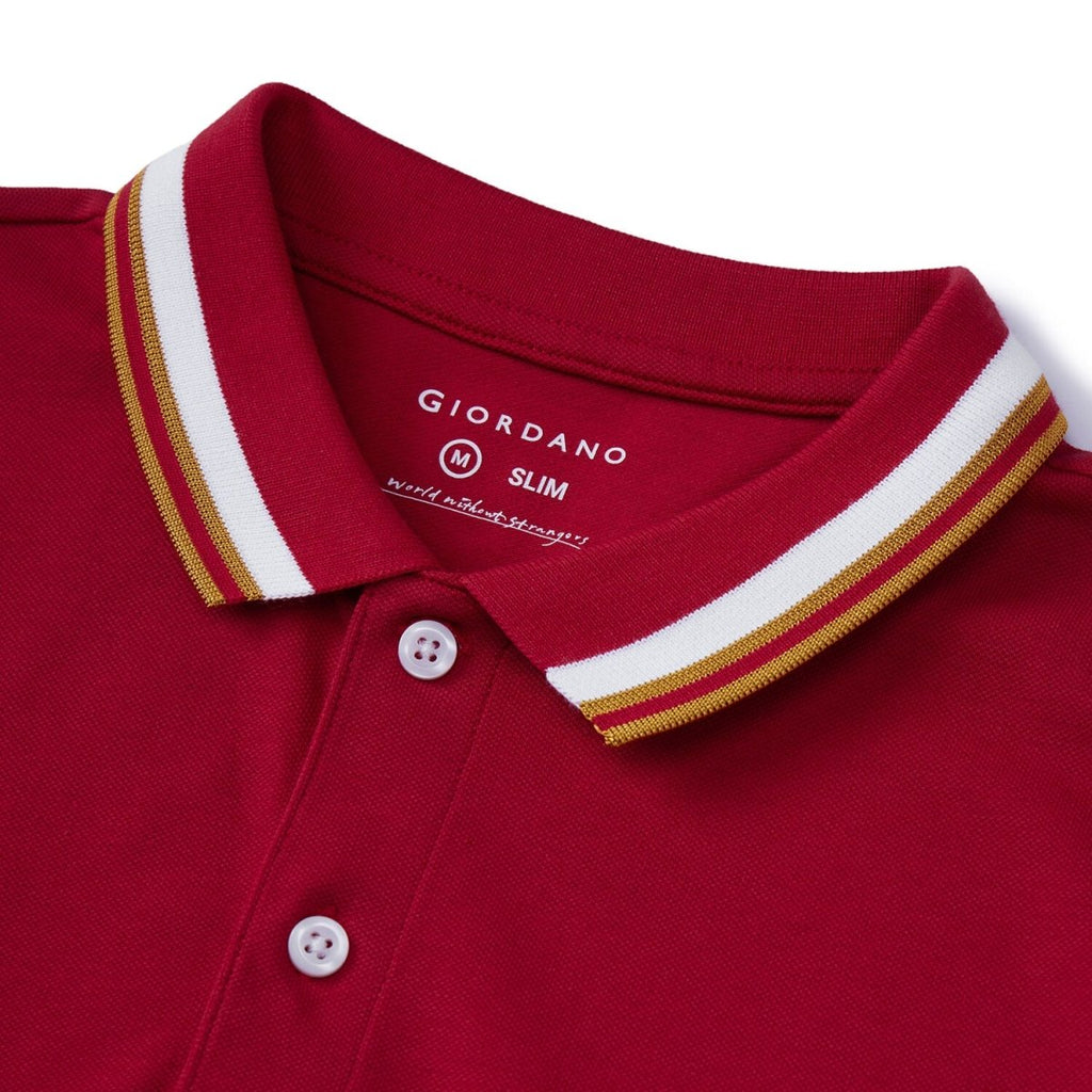 Giordano Men's Slim Fit Cotton Polo Shirt With Sailboat Embroidery - Premium Polo