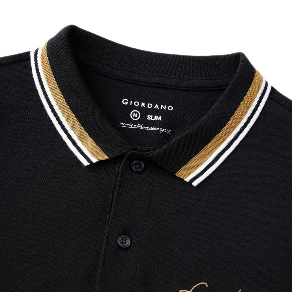 Men's Slim Fit Cotton Polo Shirt With Sailboat Embroidery XS - Shop Giordano