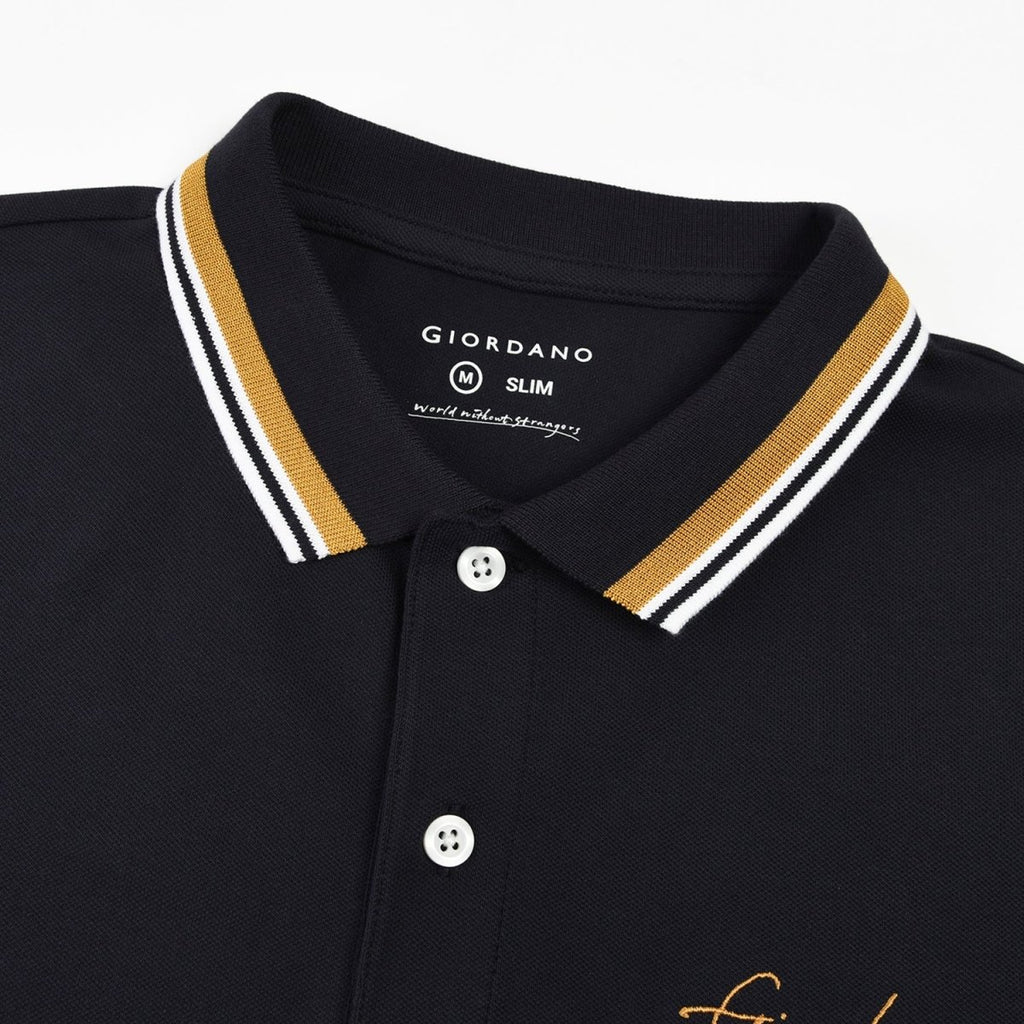 Men's Slim Fit Cotton Polo With Sailboat Embroidery XS - Shop Giordano