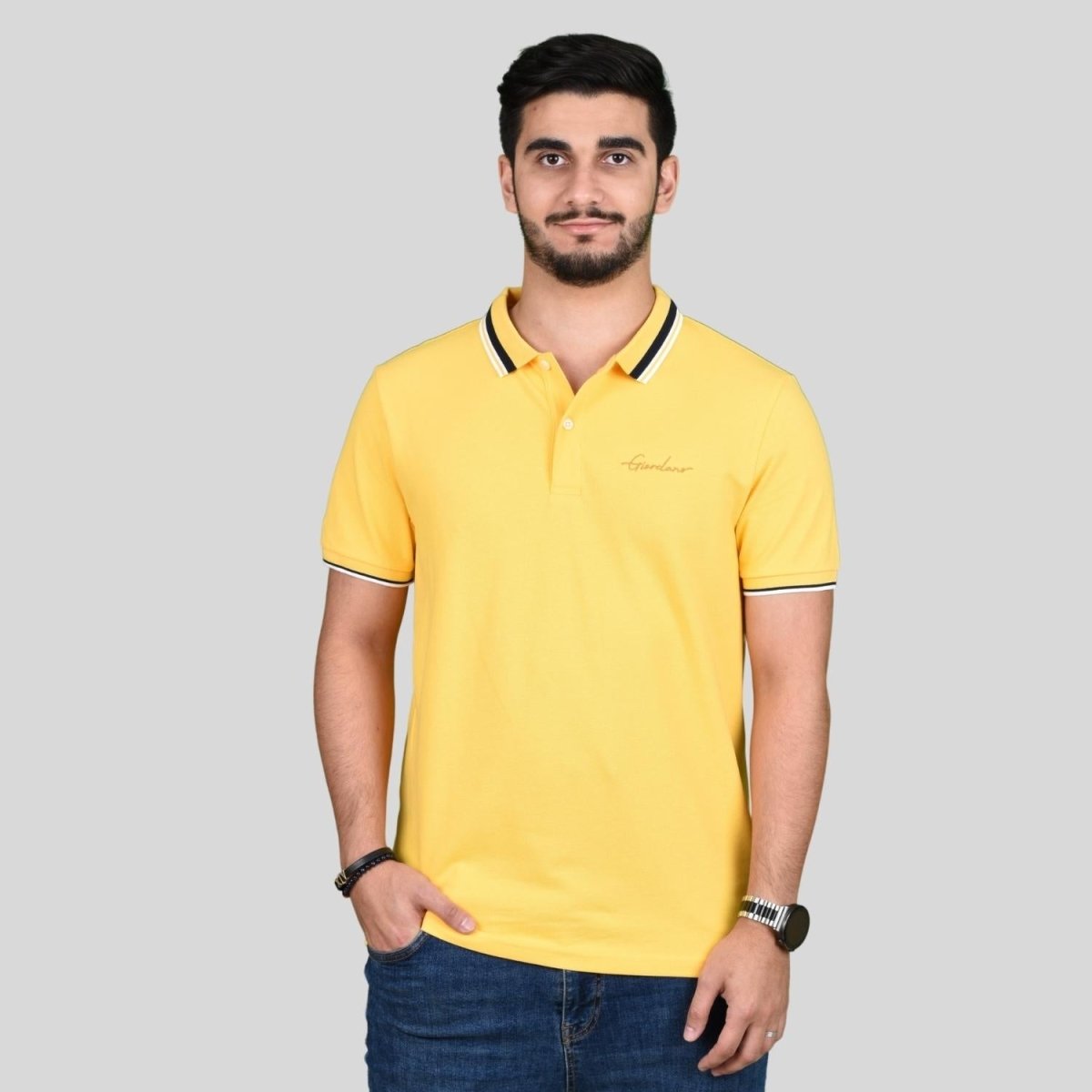 Men's Slim Fit Cotton Polo Shirt With Sailboat Embroidery XS - Shop Giordano