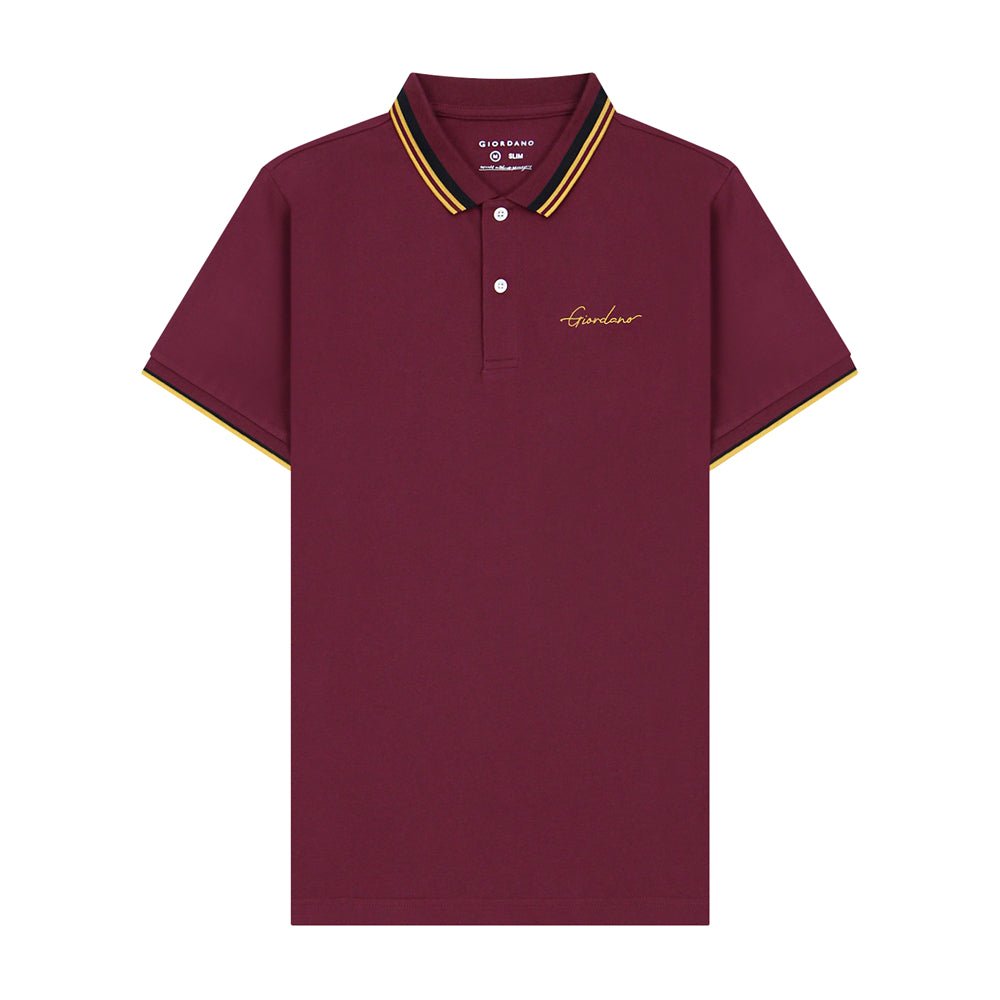 Men's Slim Fit Cotton Polo With Sailboat Embroidery XS - Shop Giordano